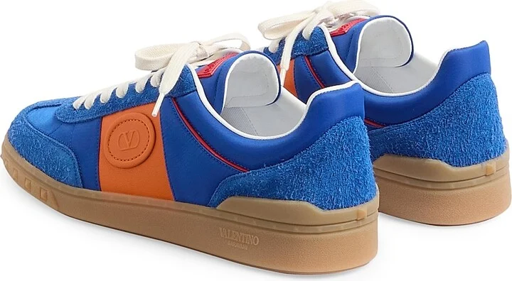 Men's Upvillage Low Top Sneakers in Crust Leather and Nylon - Acid Bluette - Size 9 - Image 3