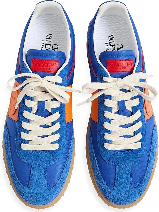 Men's Upvillage Low Top Sneakers in Crust Leather and Nylon - Acid Bluette - Size 9 - Image 4