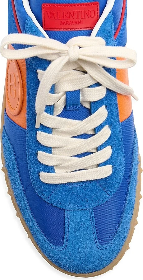 Men's Upvillage Low Top Sneakers in Crust Leather and Nylon - Acid Bluette - Size 9 - Image 5