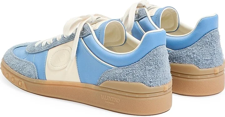 Men's Upvillage Low Top Sneakers in Crust Leather and Nylon - Azure Ivory - Size 9 - Image 3