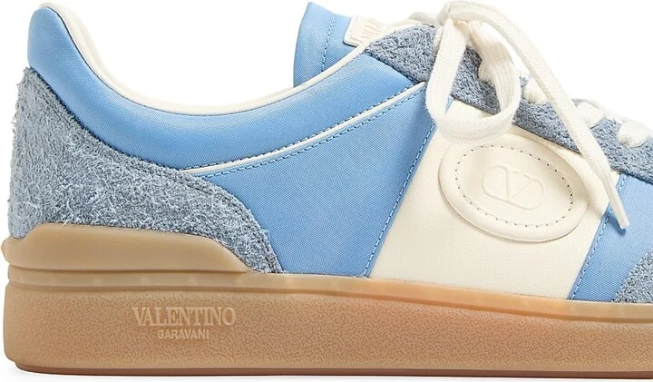 Men's Upvillage Low Top Sneakers in Crust Leather and Nylon - Azure Ivory - Size 9 - Image 6