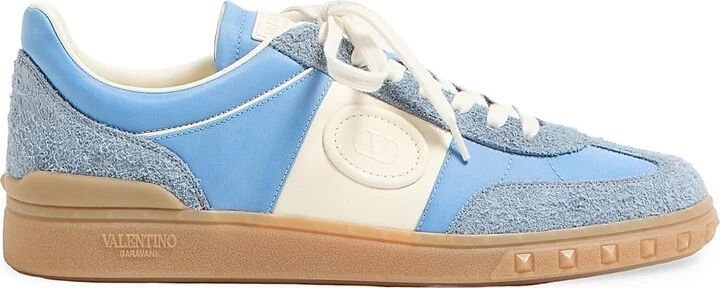 Men's Upvillage Low Top Sneakers in Crust Leather and Nylon - Azure Ivory - Size 9
