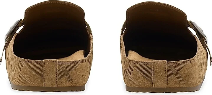 Men's Urchin Check-Trimmed Suede Clogs - Black - Size 6 - Image 9