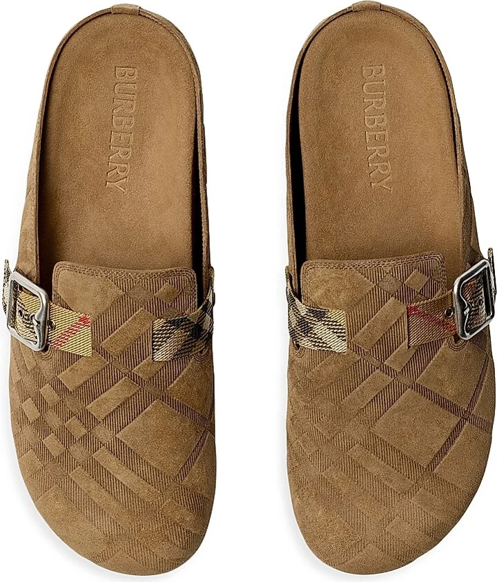 Men's Urchin Check-Trimmed Suede Clogs - Black - Size 6 - Image 10