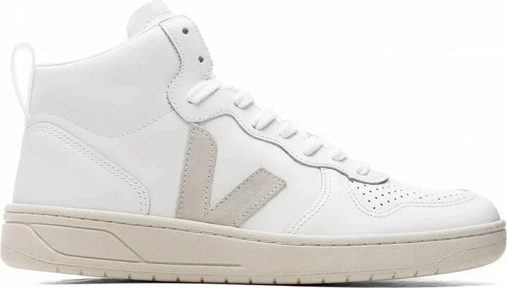 Men's V-15 Leather High Top Sneakers In Extra White