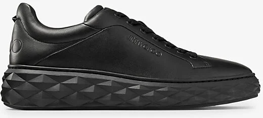 Mens V Black/Black Diamond Maxi Logo-Embossed Leather Low-Top Trainers Eur 42.5 / 8.5 Uk Men