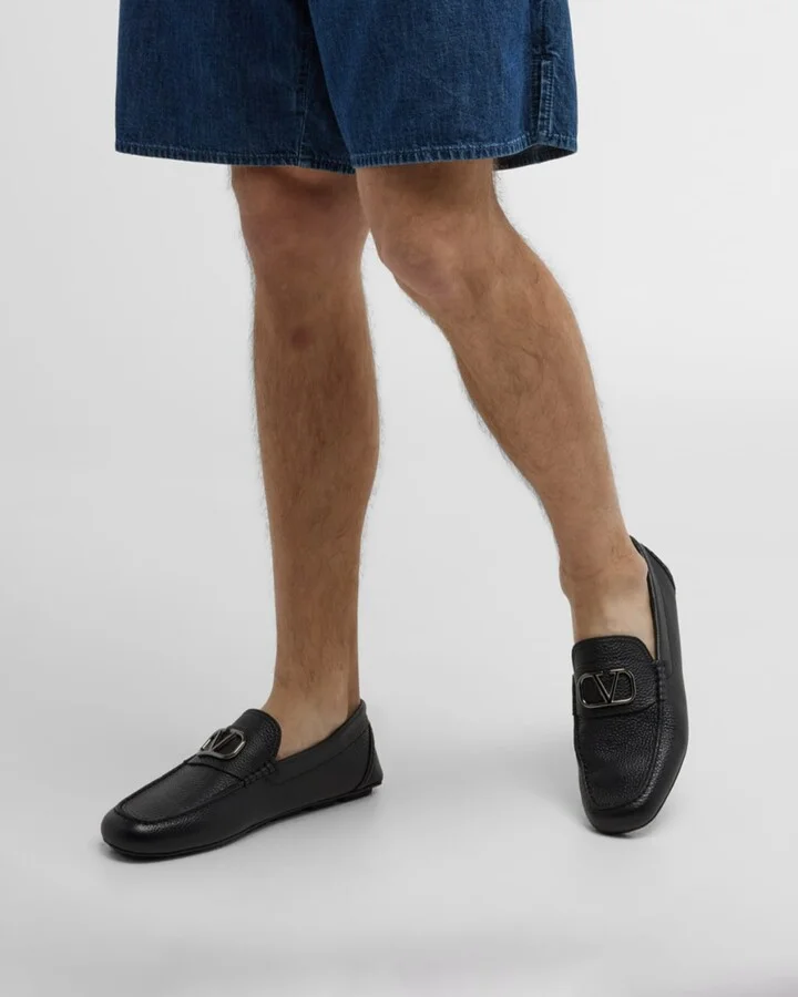 Men's V-Logo Leather Drivers - Image 6