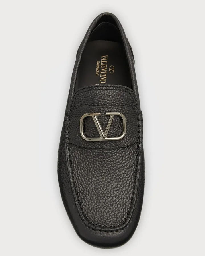 Men's V-Logo Leather Drivers - Image 10