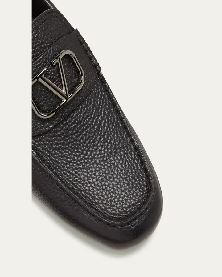 Men's V-Logo Leather Drivers - Image 2
