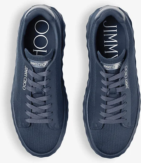 Mens V Navy Diamond Leather Low-Top Trainers Eur 40 / 7 Uk Women - Image 2