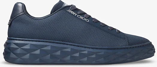 Mens V Navy Diamond Leather Low-Top Trainers Eur 40 / 7 Uk Women