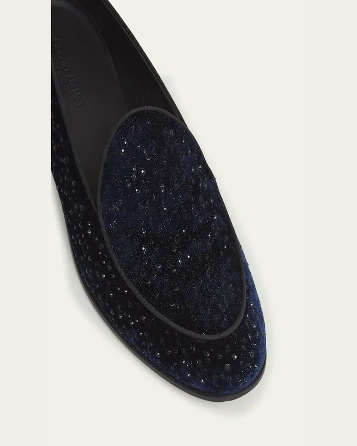 Men's Velvet and Crystal Venetian Loafers - Image 6