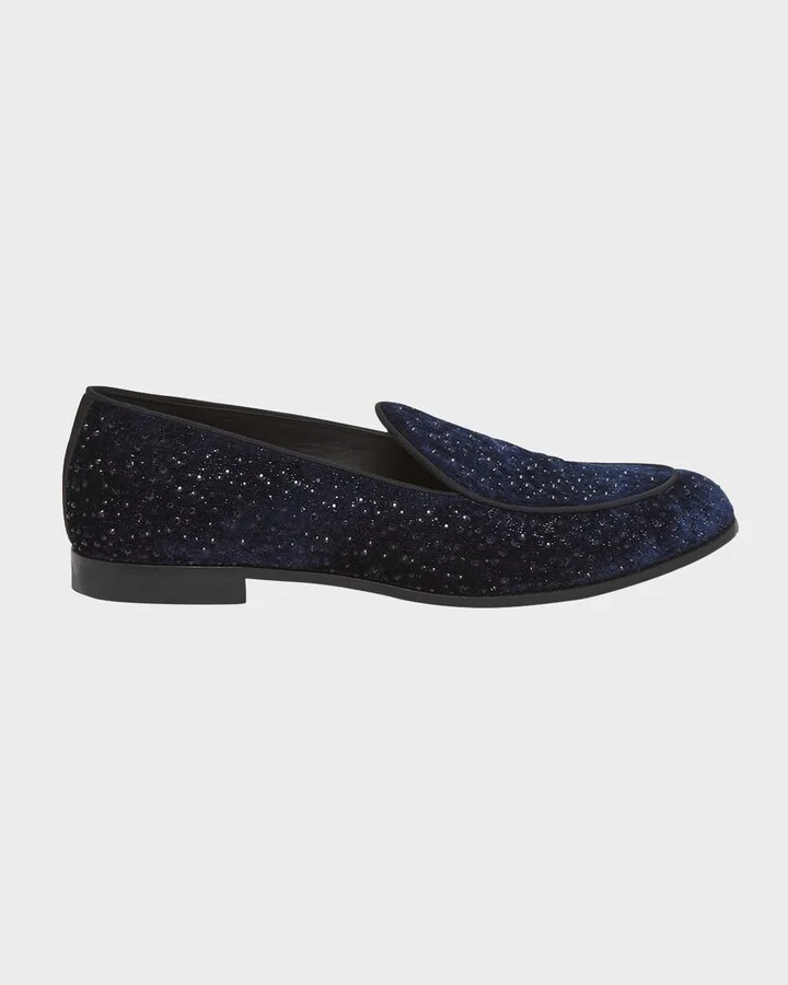 Men's Velvet and Crystal Venetian Loafers