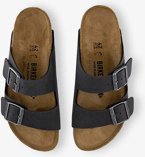 Mens Velvet Grey Birko Arizona Double-Strap Leather Sandals Eur 41.5 / 7.5 Uk Men - Image 2
