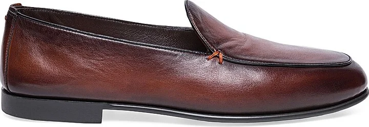Men's Vibe Burnished Leather Loafers - Dark Brown - Size 8