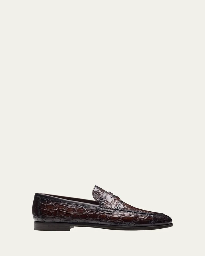 Men's Vicente Croc Leather Penny Loafers