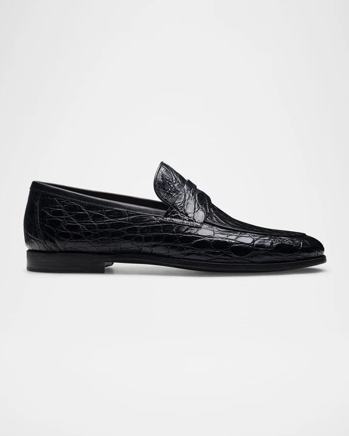 Men's Vicente Croc Leather Penny Loafers