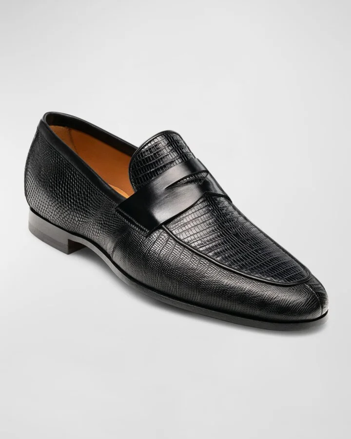 Men's Vincente Lizard Penny Loafers - Image 3