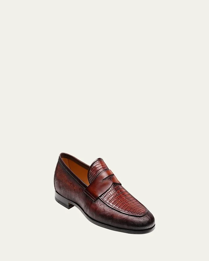 Men's Vincente Lizard Penny Loafers - Image 2