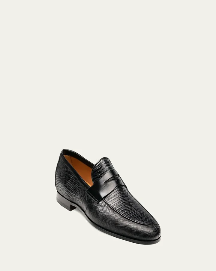 Men's Vincente Lizard Penny Loafers - Image 3