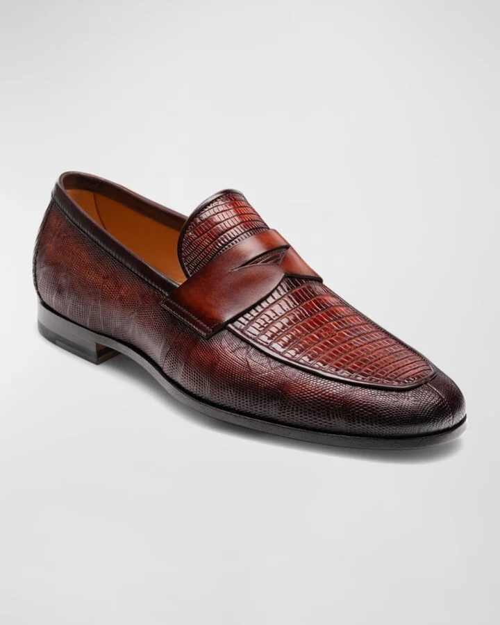 Men's Vincente Lizard Penny Loafers - Image 2
