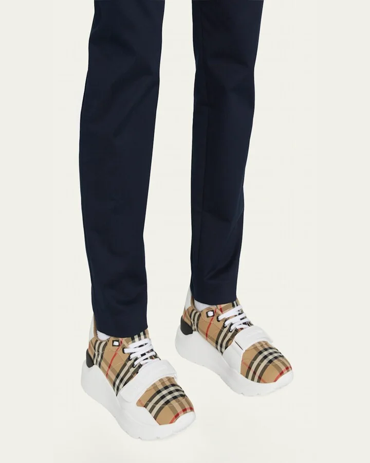 Men's Vintage Check Canvas Low-Top Sneakers - Image 5