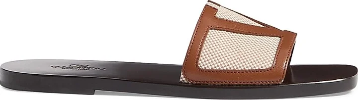 Men's Viva Superstar Slide Sandals in Canvas and Nappa - Natural Tobacco - Size 9