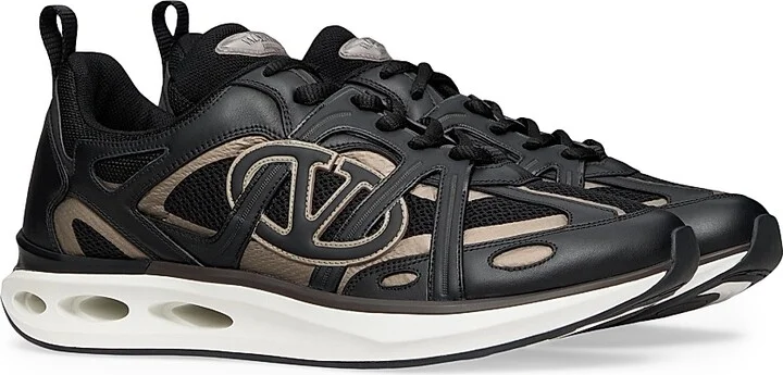 Men's VLogo Easyjog Low-Top Sneaker in Calfskin and Fabric - New Chinos Black - Size 9 - Image 2
