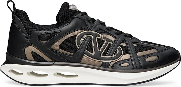 Men's VLogo Easyjog Low-Top Sneaker in Calfskin and Fabric - New Chinos Black - Size 9