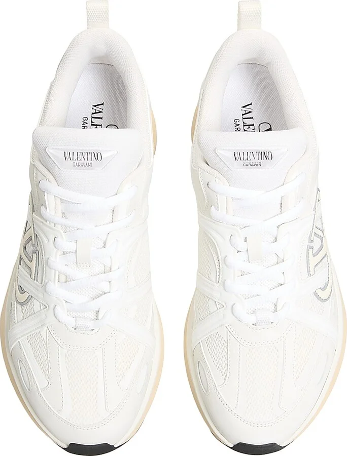 Men's VLogo Easyjog Low-Top Sneakers in Calfskin - White Ivory - Size 9 - Image 4