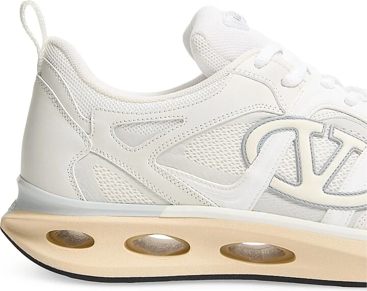 Men's VLogo Easyjog Low-Top Sneakers in Calfskin - White Ivory - Size 9 - Image 6
