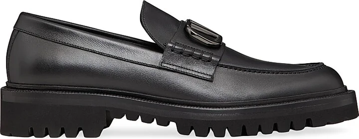 Men's VLogo Signature Calfskin Loafers - Black - Size 9
