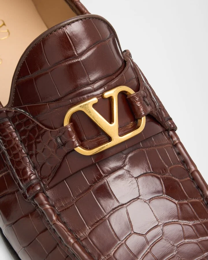 Men's VLogo Signature Crocodile Loafers - Image 5