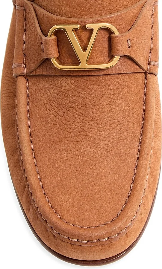 Men's VLogo Signature Deerskin Suede Loafers - Tobacco - Size 9 - Image 4
