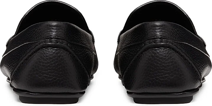 Men's VLogo Signature Grainy Calfskin Driving Shoes - Black - Size 9 - Image 3