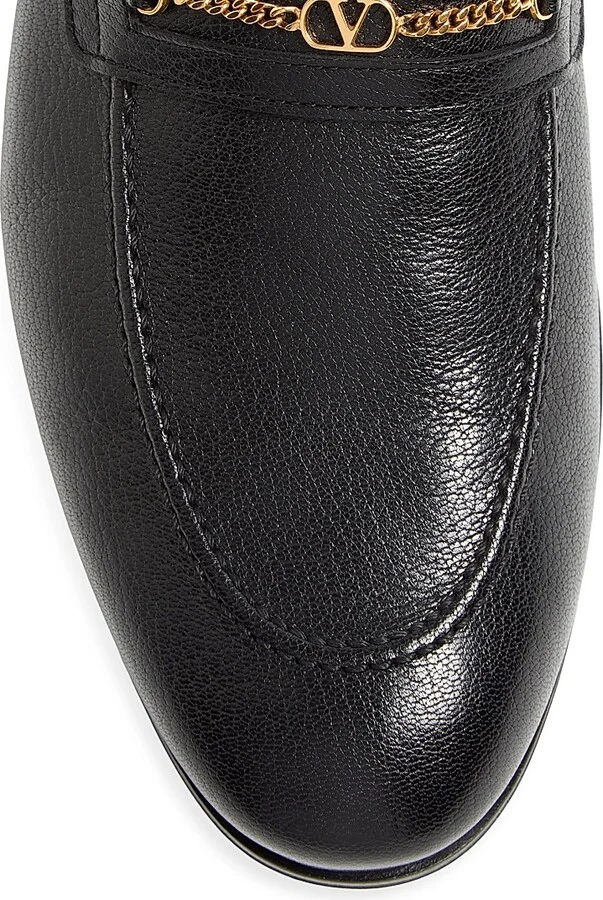 Men's VLogo Signature Kidskin Moccasin Loafers - Black - Size 10 - Image 3