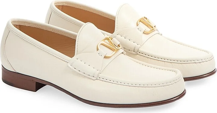 Men's VLogo Signature Kidskin Moccasin Loafers - Ivory - Size 10 - Image 2