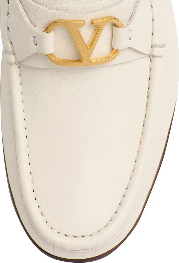 Men's VLogo Signature Kidskin Moccasin Loafers - Ivory - Size 10 - Image 5