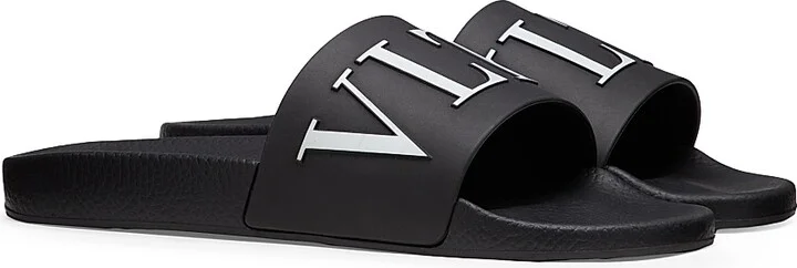 Men's VLTN Rubber Slider Sandals - Black - Size 7 - Image 2