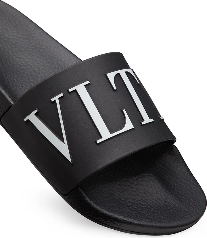Men's VLTN Rubber Slider Sandals - Black - Size 7 - Image 5