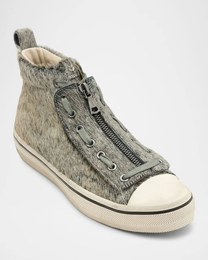 Men's Vulc Degrade Calf Hair Leather Mid-Top Sneakers - Image 8