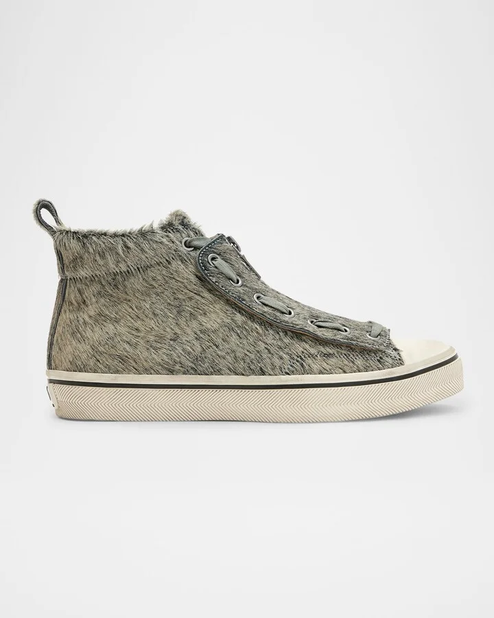 Men's Vulc Degrade Calf Hair Leather Mid-Top Sneakers
