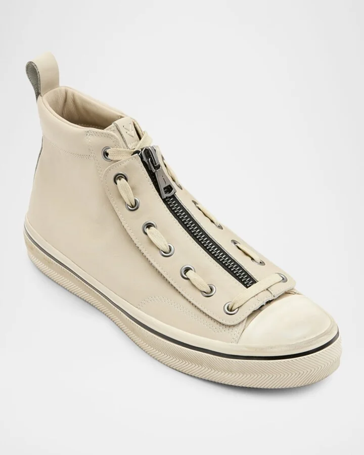 Men's Vulc Zip Military Leather Mid-Top Sneakers - Image 2