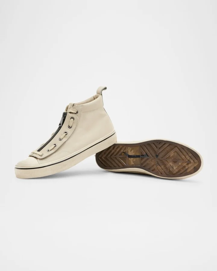 Men's Vulc Zip Military Leather Mid-Top Sneakers - Image 3