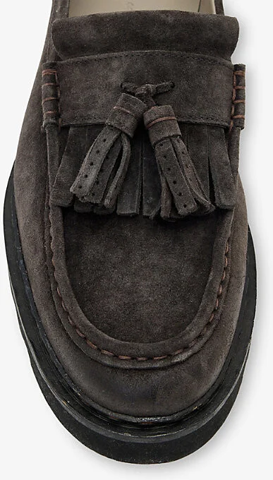 Mens Warm Grey Skiff Tassel Suede Loafers Eur 44 / 10 Uk Men - Image 2