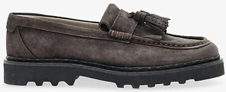 Mens Warm Grey Skiff Tassel Suede Loafers Eur 44 / 10 Uk Men