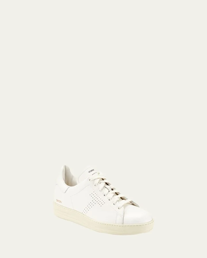 Men's Warwick Grained Leather Low-Top Sneakers - Image 4