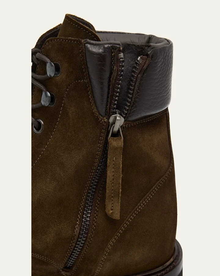 Men's Waterproof Suede Side Zip Lace-Up Boots - Image 3