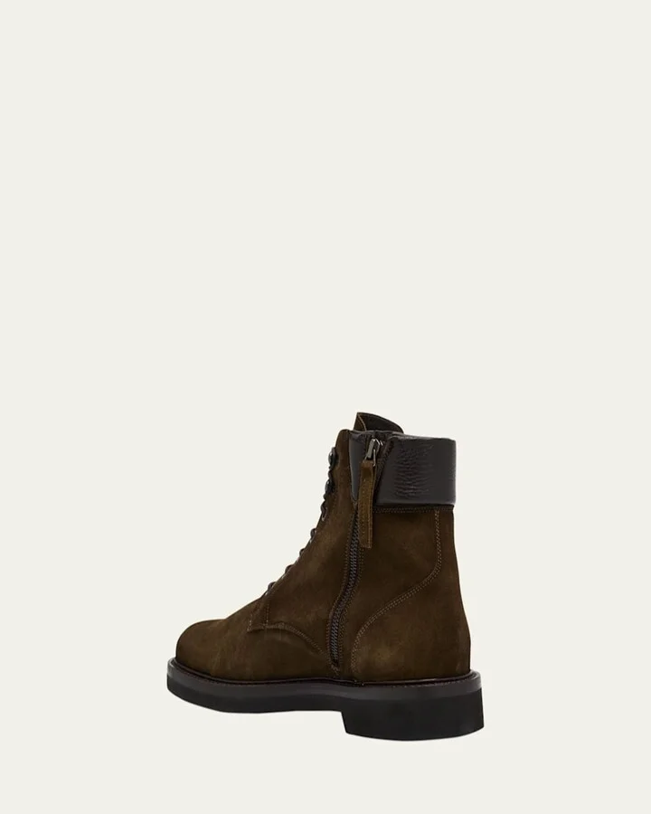 Men's Waterproof Suede Side Zip Lace-Up Boots - Image 4