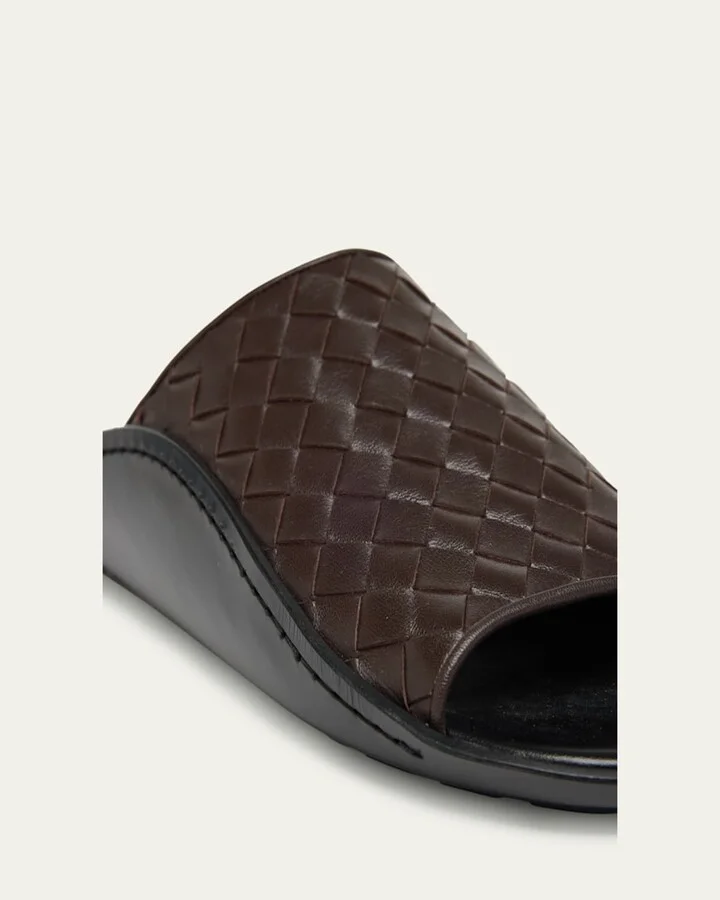 Men's Wave Intrecciato Leather Slide Sandals - Image 8